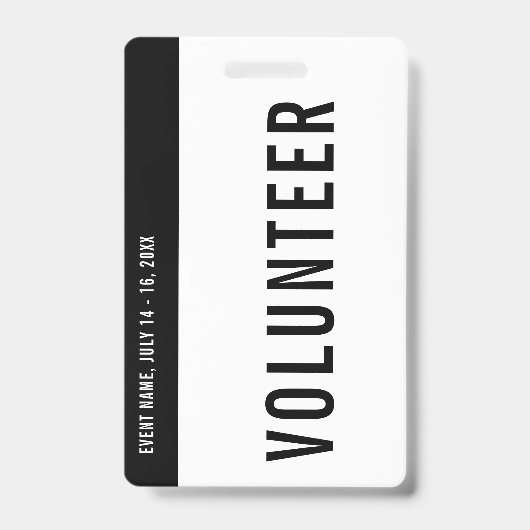 Volununteer Black & White Event Staff All Access Badge (Front)