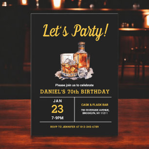 Volwassen 70 jaar Whiskey Bourbon verjaardagsfeest Kaart