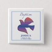 , volwassen Baptisme Dove Vierkante Button 5,1 Cm (Voorkant)