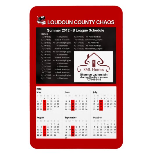 Volwassen Chaos - Zomer 2012 B League schema magne Magneet (Verticaal)