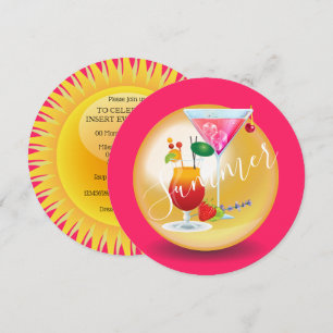 Volwassen cocktails zon zomer tropisch zwembad kaart