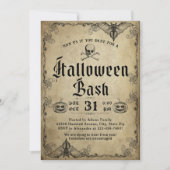 Volwassen Halloween Bash Gotische Schedel Kaart (Voorkant)