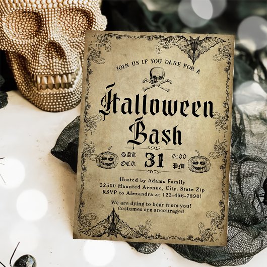 Volwassen Halloween Bash Gotische Schedel Kaart