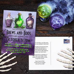 Volwassen Halloween Brews en Boos Cocktail Party Feestdagenkaart
