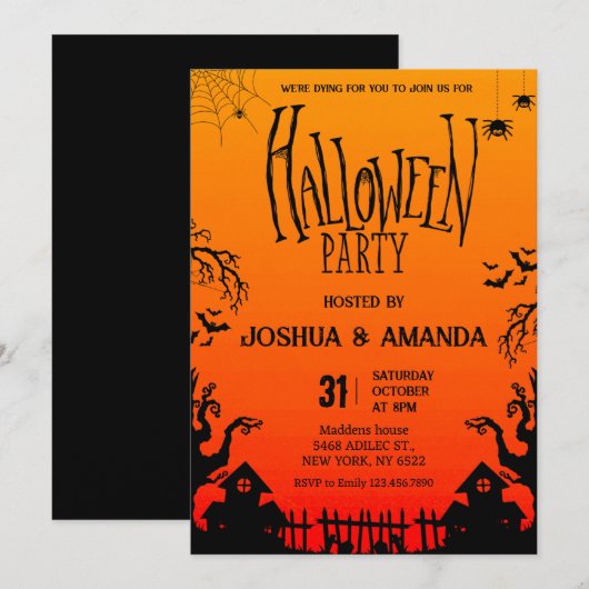 Volwassen Halloween feest Kaart (Voorkant / Achterkant)