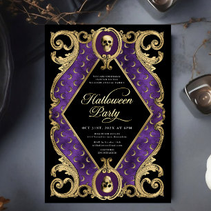 Volwassen Halloween Party Gold Vintage Folie Uitnodiging
