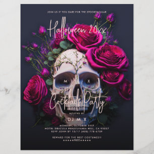 Volwassen Halloween Party Gothic Skull Red Roses Flyer