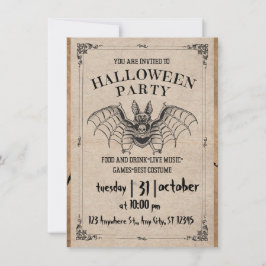 Volwassen Halloween Party  Gotische vleermuis Invi Kaart