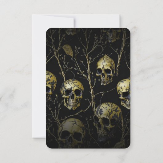 Volwassen Halloween Party Zwart Gouden Schedel Mod Kaart (Achterkant)