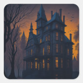 Volwassen Halloween spookhuis Vierkante Sticker (Voorkant)