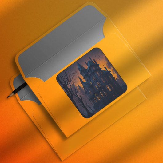 Volwassen Halloween spookhuis Vierkante Sticker