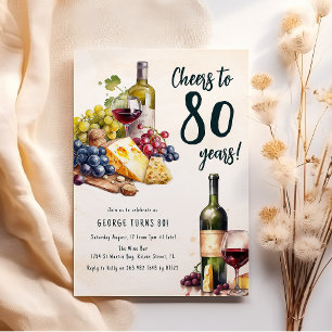 Volwassen Kaas En Wijn Charcuterie 80ste Verjaarda Kaart