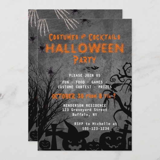 Volwassen kostuums en cocktails Halloween Party Kaart (Voorkant / Achterkant)