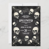 Volwassen Schedel Spinnenweb QR Code Halloween Fee Kaart (Voorkant)