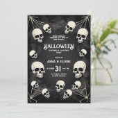 Volwassen Schedel Spinnenweb QR Code Halloween Fee Kaart (Staand voorkant)