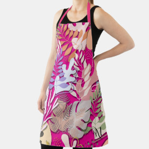 Volwassen Schort: Abstracte bladeren (magenta) Schort