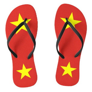Volwassen slanke bandjes met de vlag van Vietnam Teenslippers