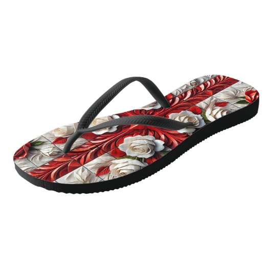 Volwassen slanke bandjes met Engelse Rozen Teenslippers (Schuin)