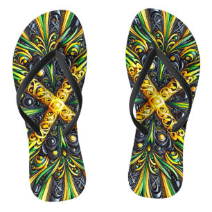 Volwassen slanke bandjes met Jamaicaanse kleuren Teenslippers