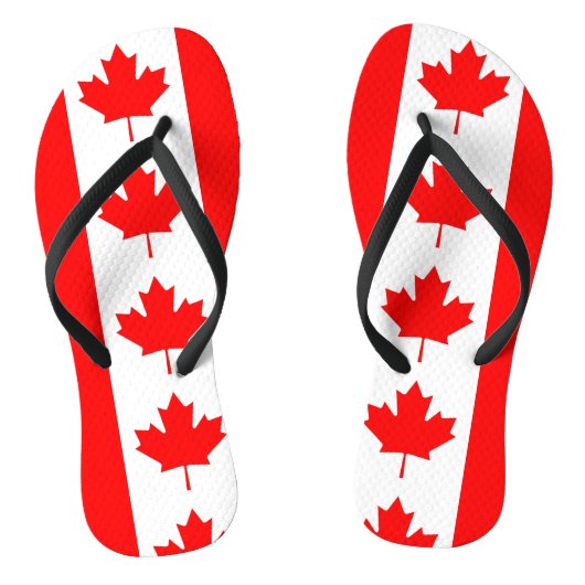 Volwassen slanke bandjes met vlag van Canada Teenslippers (Voetbed)