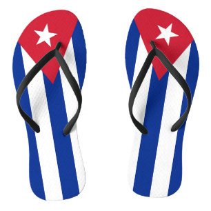 Volwassen slanke bandjes met vlag van Cuba Teenslippers