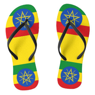 Volwassen slanke bandjes met vlag van Ethiopië Teenslippers