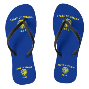 Volwassen slanke bandjes met vlag van Oregon, VS Teenslippers