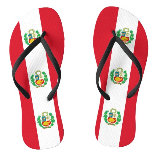 Volwassen slanke bandjes met vlag van Peru Teenslippers (Voetbed)