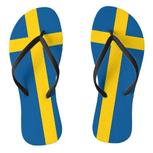 Volwassen slanke bandjes met vlag van Zweden Teenslippers
