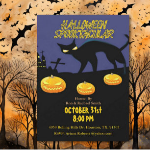 Volwassen Spooktacular Black Cat Halloween uitnodi Kaart