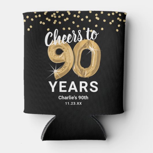 Volwassen Verjaardag Proost op 90 jaar Blikjeskoeler (Voorkant)