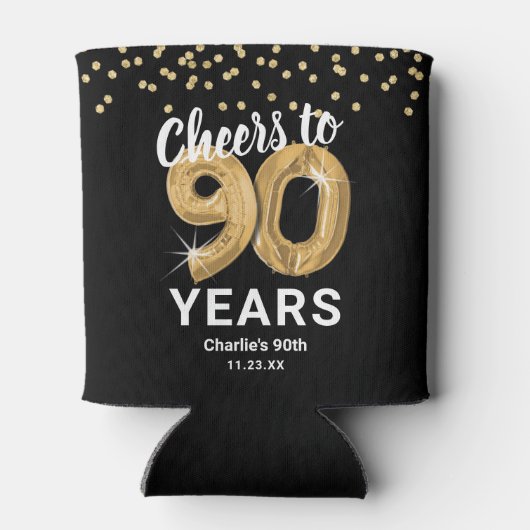 Volwassen Verjaardag Proost op 90 jaar Blikjeskoeler (Achterkant)