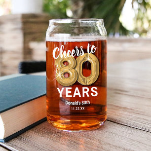 Volwassen Verjaardag Proost tot 80 jaar Blikvorm Glas