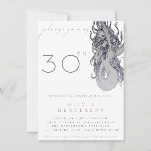 Volwassen Zeemeermin ELKE verjaardagsfeestuitnodig (Voorkant)