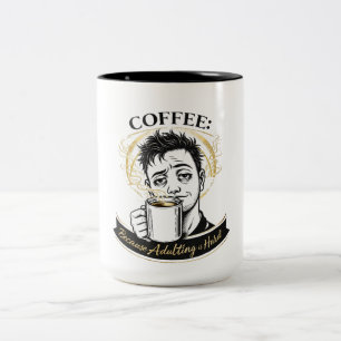 Volwassen zijn is Moeilijk koffiemok Grappige vo Tweekleurige Koffiemok