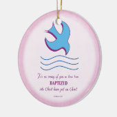 Volwassenblaasdoef op roze keramisch ornament (Links)