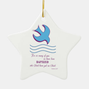 Volwassendoop Duif op Blauwe Keramisch Ornament