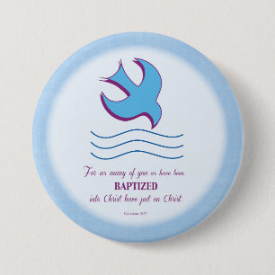Volwassendoop Duif op Blauwe Ronde Button 7,6 Cm