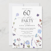  Volwassene 60ste Verjaardagsfeestje Blauwe Wildbl Kaart (Voorkant)