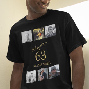 Volwassene 6 foto zwart en goud elke leeftijd verj t-shirt