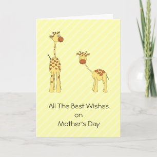 Volwassene en de Giraffe van het Baby. Cartoon Kaart