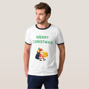 Volwassene XL Maat Kerstwensen Gedrukt Ringer Mooi T-shirt