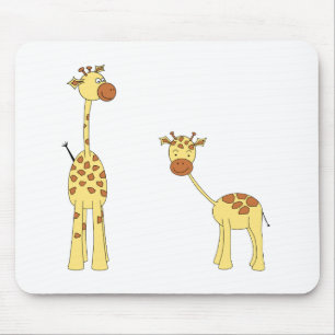 Volwassenen en Baby Giraffe. Cartoon Muismat
