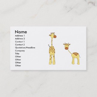 Volwassenen en Baby Giraffe. Cartoon Visitekaartje