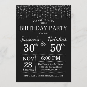 Volwassenen Joint Birthday Party Silver Glitter Kaart