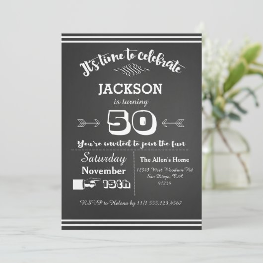 Volwassenende verjaardag Uitnodiging 50th, 60th, 4 (Staand voorkant)