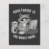 Volwassenheid is de slechtere Hood Funny Raccoon L Aankondigingskaart (Voorkant)