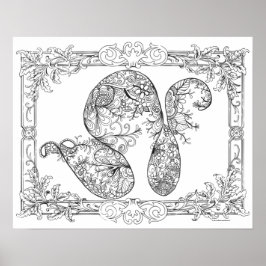 Volwassenkleurend Poster "Floral Swirls Art"