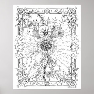 Volwassenkleurend Poster "Love of Sunflower Art"