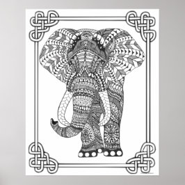 Volwassenkleurend Poster "Proud Elephant Art"